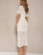 elsa.m by may Rochie Bej deschisă Cambrată din Viscoză cu Model Ajurat Anelvia