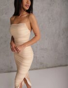 elsa.m by may Rochie Bej Din plasă Midi Mulată Cu bretele Nirielle