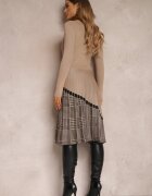 elsa.m by may Rochie Bej din Vâscoză cu Tiv Plisat Dellusha