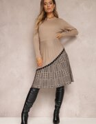 elsa.m by may Rochie Bej din Vâscoză cu Tiv Plisat Dellusha