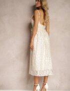 elsa.m by may Rochie bej evazată cu bretele cu curea din material decorată cu zirconii Torolia