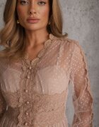 elsa.m by may Rochie bej evazată midi din tul cu dantelă Rislaine