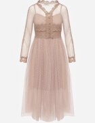 elsa.m by may Rochie bej evazată midi din tul cu dantelă Rislaine