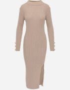 elsa.m by may Rochie bej maxi striată cu croi mulat cu nasturi și decupaj Inelia