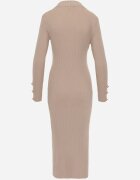 elsa.m by may Rochie bej maxi striată cu croi mulat cu nasturi și decupaj Inelia