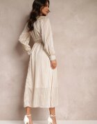 elsa.m by may Rochie Bej Metalică cu Decolteu Decorativ și Curea Adyson