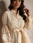 elsa.m by may Rochie Bej Midi cu nasturi și dantelă Feralo