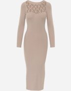 elsa.m by may Rochie Bej Mulată Maxi cu Decolteu Decupat și cu Fentă pe Picior Fonelia