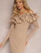elsa.m by may Rochie Bej Spaniolă Mini cu volane și flori Balinorre