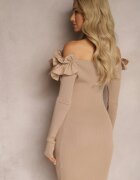 elsa.m by may Rochie Bej Spaniolă Mini cu volane și flori Balinorre