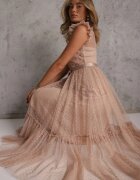 elsa.m by may Rochie bej talată cu fustă de tul și bust din dantelă Darela