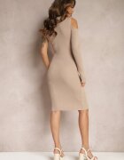 elsa.m by may Rochie Bej Tricotată cu decupaje Emberleigh