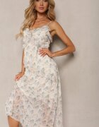 elsa.m by may Rochie Bej-Verde cu bretele cu decolteu triunghiular și volane decorative Rieviana