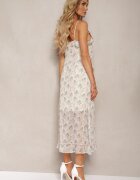 elsa.m by may Rochie Bej-Verde cu bretele cu decolteu triunghiular și volane decorative Rieviana
