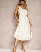 elsa.m by may Rochie Bejă cu croială trapez cu bretele cu mărgele și perle Dimza