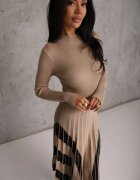 elsa.m by may Rochie Bejă din Viscoză cu poale plisate Dikire