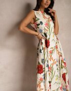 elsa.m by may Rochie bejă evazată din bumbac cu imprimeu floral Ilanis