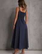 elsa.m by may Rochie Bleumarin Evazată cu Vâscoză și Bumbac Decorată cu nasturi Nikippe