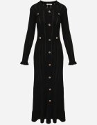 elsa.m by may Rochie bodycon tricotată din vâscoză cu nasturi și volane Lakina Neagră