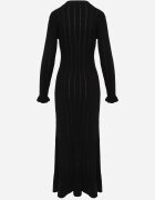 elsa.m by may Rochie bodycon tricotată din vâscoză cu nasturi și volane Lakina Neagră