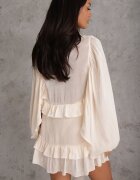 elsa.m by may Rochie Boho cu volane asimetrice și mâneci bufante Sofeusa Bej