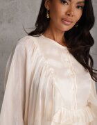 elsa.m by may Rochie Boho cu volane asimetrice și mâneci bufante Sofeusa Bej