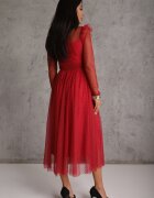 elsa.m by may Rochie Bordo cu Dantelă și Tul Welvia