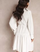 elsa.m by may Rochie cămașă albă cu panglici ajurate și guler tunica Chehi