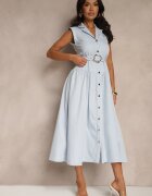 elsa.m by may Rochie cămașă albastră cu cordon decorativ Deviolin