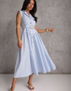 elsa.m by may Rochie Cămașă Albastră din bumbac-viscoză Fără Mâneci cu curea Athithoe