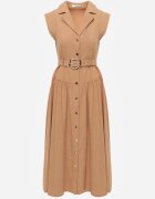 elsa.m by may Rochie Cămașă Bej Bumbac-Viscoză Fără Mâneci cu Curea Athithoe