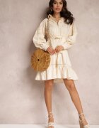 elsa.m by may Rochie cămașă Bej cu nasturi perlați și inserții din dantelă Shyanne