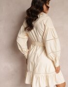 elsa.m by may Rochie cămașă Bej cu nasturi perlați și inserții din dantelă Shyanne