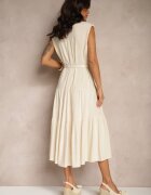 elsa.m by may Rochie-camașă bej din viscoză cu bumbac și curea Artebia