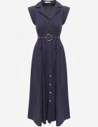 elsa.m by may Rochie cămașă Bleumarin din bumbac și viscoză fără mâneci cu curea Athithoe