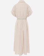 elsa.m by may Rochie-cămașă din bumbac și vâscoză cu dungă îngustă în talie Coriopis Bej deschis