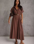 elsa.m by may Rochie-cămașă din bumbac și vâscoză cu dungă îngustă în talie Coriopis Maro