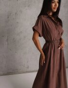 elsa.m by may Rochie-cămașă din bumbac și vâscoză cu dungă îngustă în talie Coriopis Maro