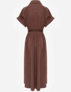 elsa.m by may Rochie-cămașă din bumbac și vâscoză cu dungă îngustă în talie Coriopis Maro