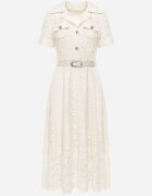 elsa.m by may Rochie-cămașă din bumbac și vâscoză din dantelă cu curea în stil retro Candida Bej