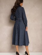 elsa.m by may Rochie cămașă evazată bleumarin cu un model elegant cu curea cu cataramă Salithora