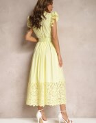 elsa.m by may Rochie Cămașă Galbenă cu decor ajurat și curea cu cataramă dreptunghiulară Trika