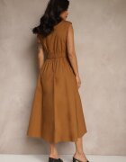 elsa.m by may Rochie cămașă Maro din Bumbac Decorată cu Buzunare Saviette