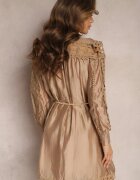 elsa.m by may Rochie-cămașă Mini Bej cu curea în stil vintage Butafa