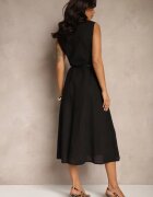 elsa.m by may Rochie cămașă Neagră Din viscoză cu bumbac și curea Artebia
