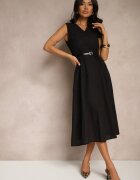 elsa.m by may Rochie cămașă Neagră Din viscoză cu bumbac și curea Artebia