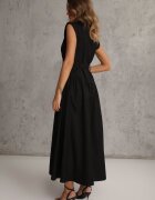 elsa.m by may Rochie Cămașă negră Fără Mâneci cu Cordon și Cataramă Metalică Thespiphia