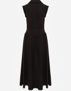 elsa.m by may Rochie Cămașă negră Fără Mâneci cu Cordon și Cataramă Metalică Thespiphia