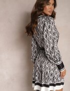 elsa.m by may Rochie cămașă Negru-Alb Mini cu croi evazat și curea Launge