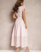 elsa.m by may Rochie cămașă Roz cu Broderie Ajurată și Curea cu Cataramă Dreptunghiulară Trika